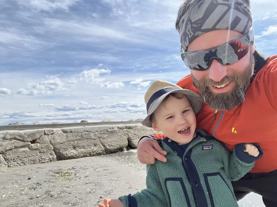 Michael with Jakob at the sea